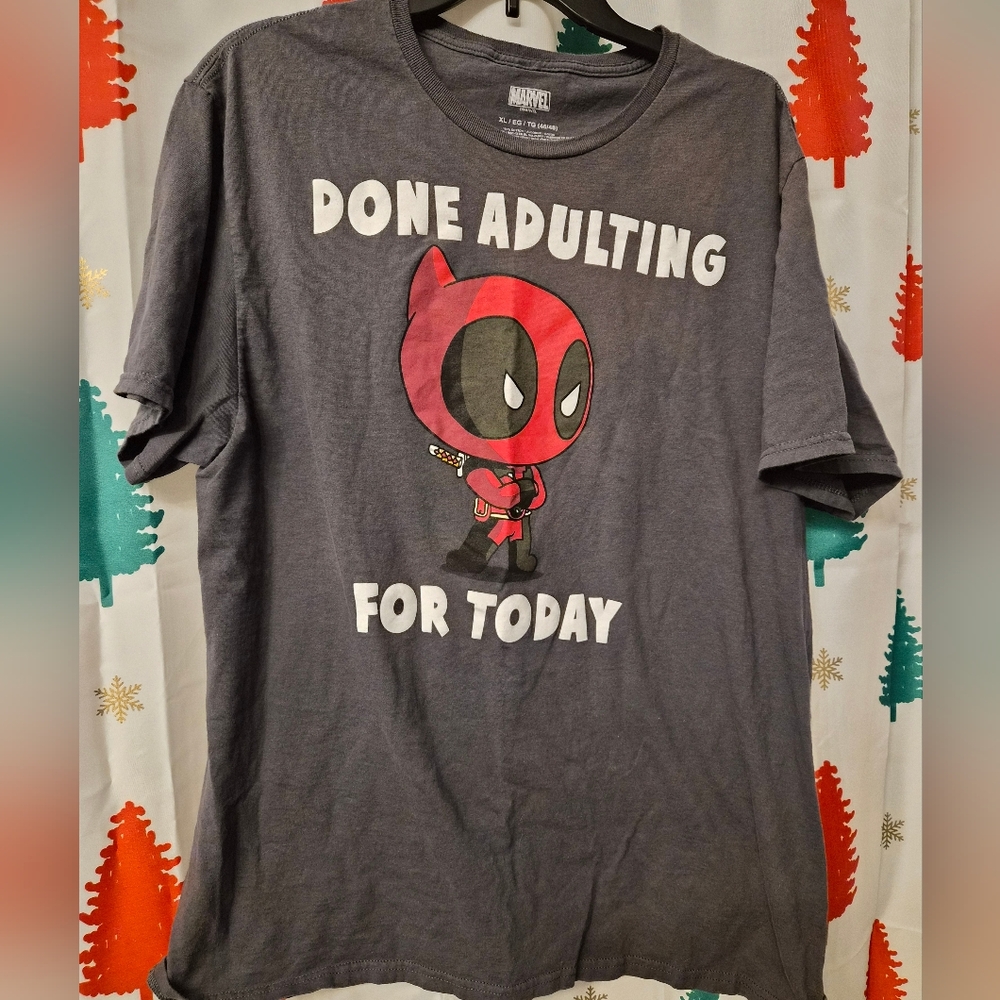 🙊 5/$30 Marvel Deadpool Gray Graphic T-Shirt